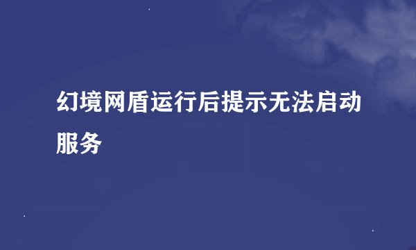 幻境网盾运行后提示无法启动服务
