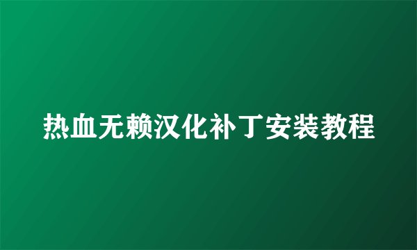 热血无赖汉化补丁安装教程
