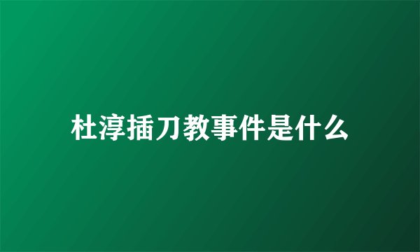 杜淳插刀教事件是什么