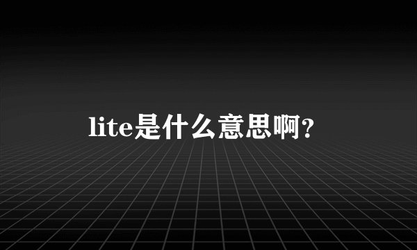 lite是什么意思啊？