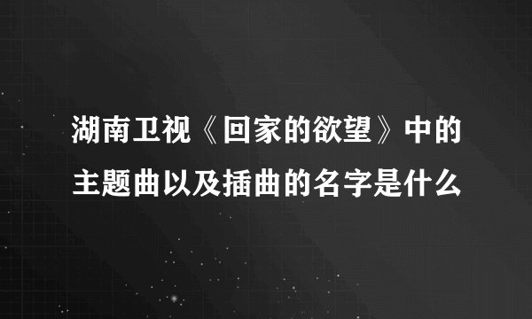 湖南卫视《回家的欲望》中的主题曲以及插曲的名字是什么