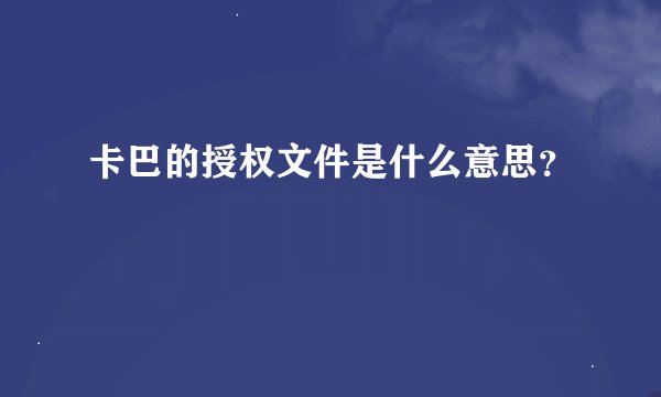 卡巴的授权文件是什么意思？