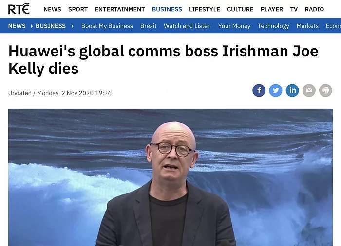 华为国际媒体事务副总裁乔·凯利去世，去世的原因是什么？