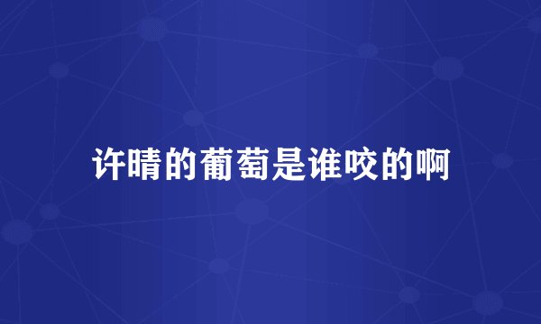 许晴的葡萄是谁咬的啊