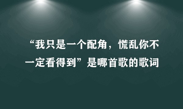 “我只是一个配角，慌乱你不一定看得到”是哪首歌的歌词