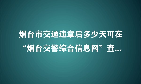 烟台市交通违章后多少天可在“烟台交警综合信息网”查到 答案满意者追加分 请回答