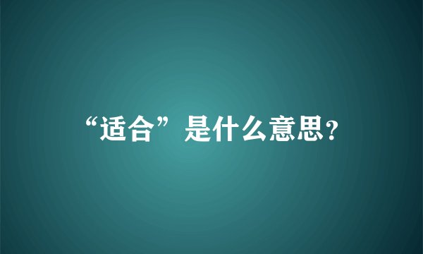 “适合”是什么意思？