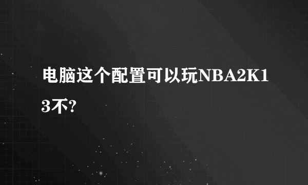 电脑这个配置可以玩NBA2K13不?