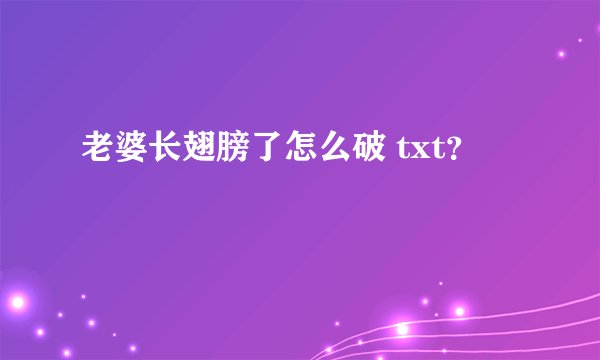 老婆长翅膀了怎么破 txt？