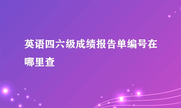 英语四六级成绩报告单编号在哪里查