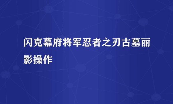 闪克幕府将军忍者之刃古墓丽影操作