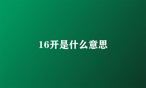 16开是什么意思