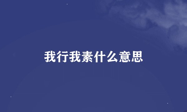 我行我素什么意思