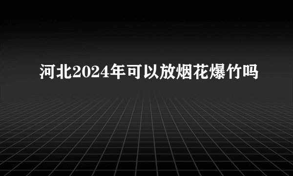 河北2024年可以放烟花爆竹吗