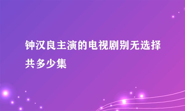 钟汉良主演的电视剧别无选择共多少集
