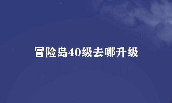 冒险岛40级去哪升级
