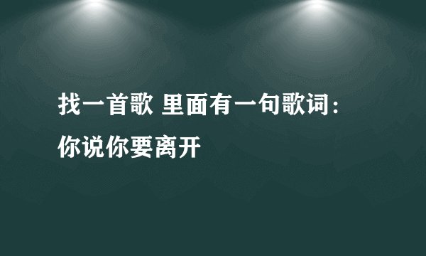 找一首歌 里面有一句歌词：你说你要离开