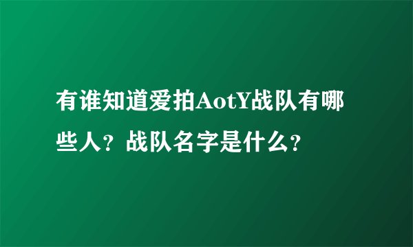 有谁知道爱拍AotY战队有哪些人？战队名字是什么？