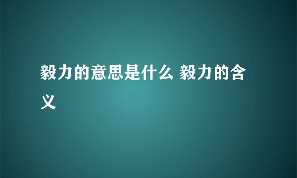 毅力的意思是什么 毅力的含义
