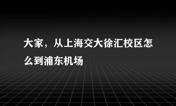 大家，从上海交大徐汇校区怎么到浦东机场
