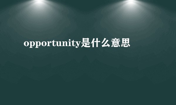 opportunity是什么意思