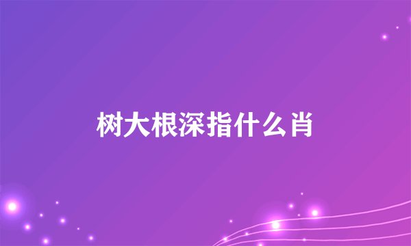 树大根深指什么肖