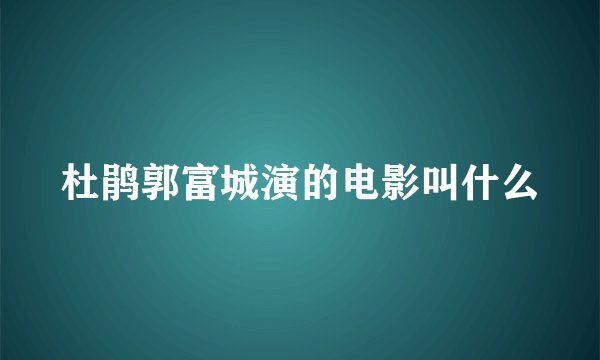 杜鹃郭富城演的电影叫什么
