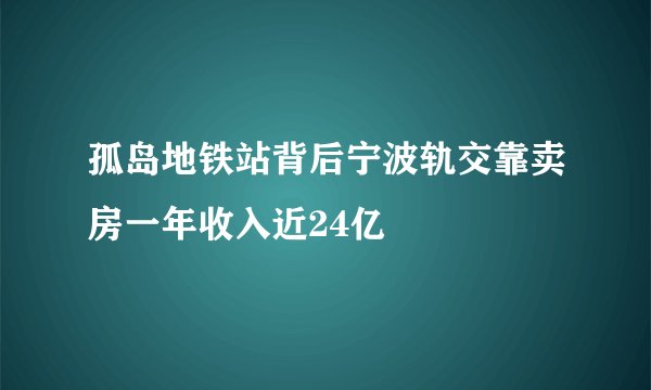 孤岛地铁站背后宁波轨交靠卖房一年收入近24亿