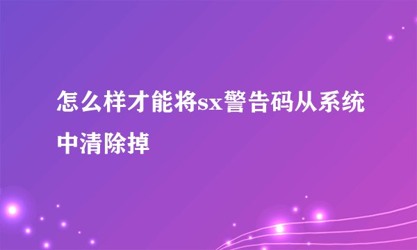 怎么样才能将sx警告码从系统中清除掉