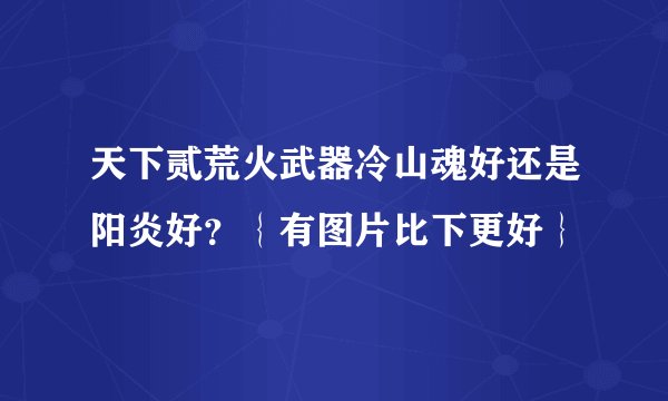 天下贰荒火武器冷山魂好还是阳炎好？｛有图片比下更好｝
