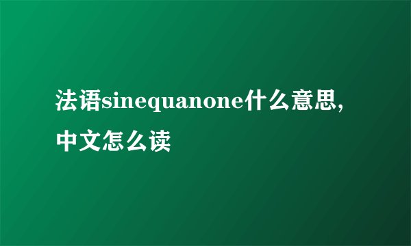 法语sinequanone什么意思,中文怎么读