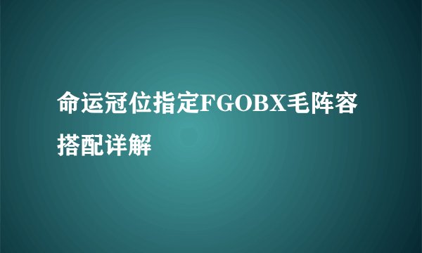 命运冠位指定FGOBX毛阵容搭配详解