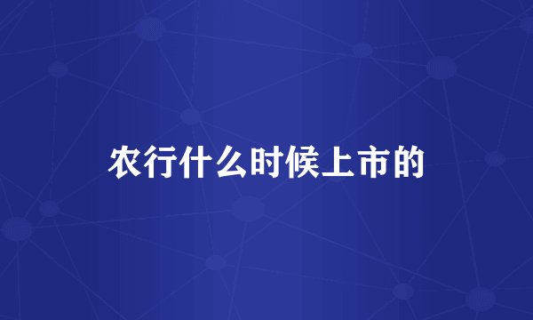 农行什么时候上市的