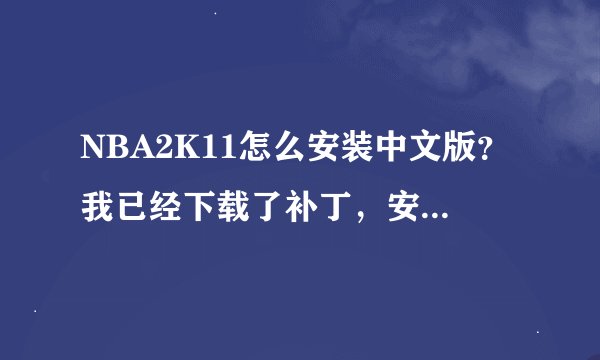 NBA2K11怎么安装中文版?我已经下载了补丁,安装到游戏文件里,然后我打开游戏却还是英文的。。。怎么办好