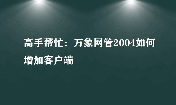 高手帮忙：万象网管2004如何增加客户端