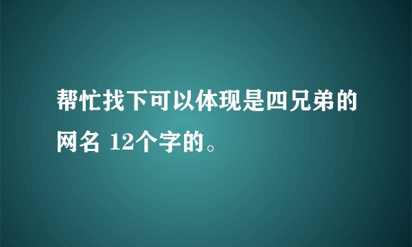帮忙找下可以体现是四兄弟的网名 12个字的。