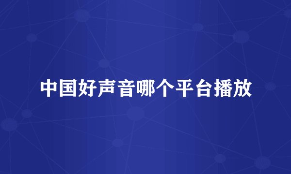 中国好声音哪个平台播放