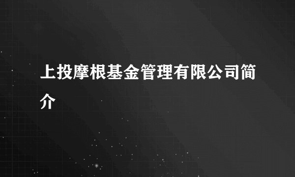 上投摩根基金管理有限公司简介