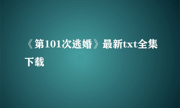 《第101次逃婚》最新txt全集下载