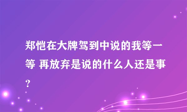 郑恺在大牌驾到中说的我等一等 再放弃是说的什么人还是事？