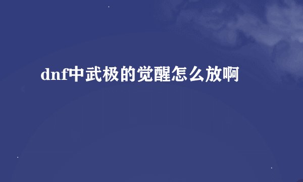 dnf中武极的觉醒怎么放啊