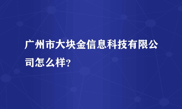 广州市大块金信息科技有限公司怎么样？