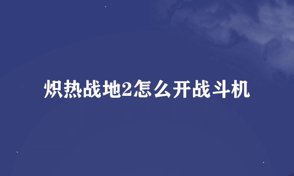 炽热战地2怎么开战斗机