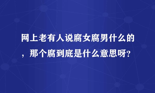 网上老有人说腐女腐男什么的，那个腐到底是什么意思呀？