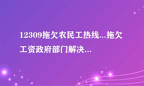 12309拖欠农民工热线...拖欠工资政府部门解决不了问题？