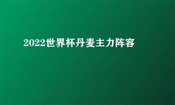 2022世界杯丹麦主力阵容