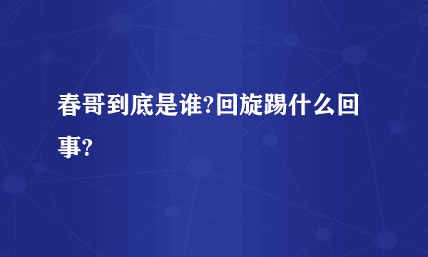 春哥到底是谁?回旋踢什么回事?