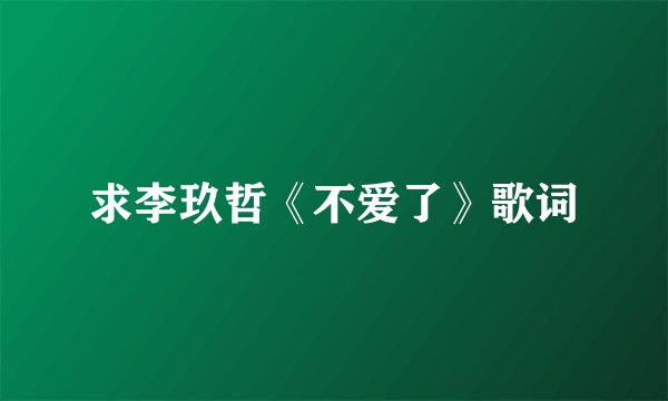 求李玖哲《不爱了》歌词