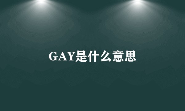 GAY是什么意思