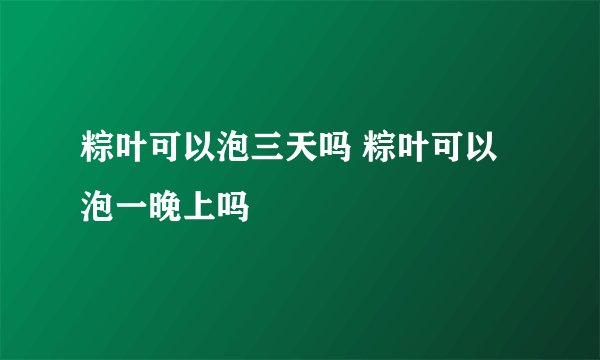 粽叶可以泡三天吗 粽叶可以泡一晚上吗
